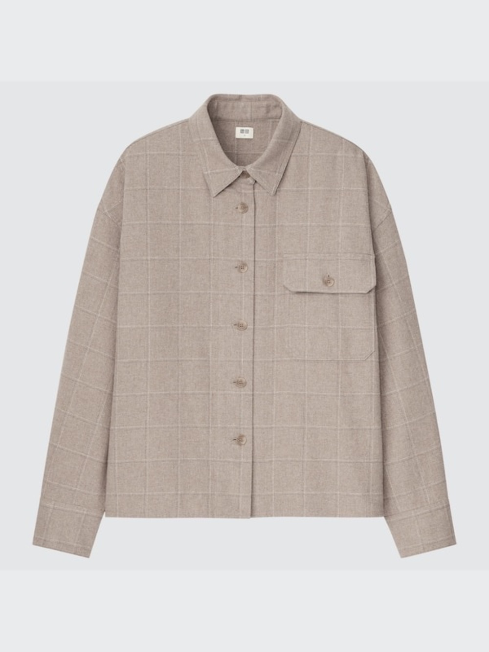 Uniqlo Heavy Flannel Long Sleeve Shirt Jacket in beige